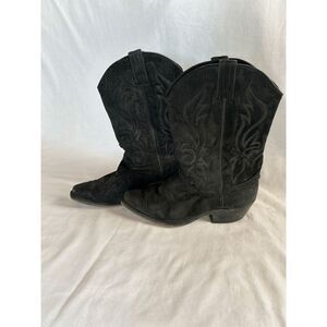 Women's Justin Black Snip Toe Cowboy Boots, Size 9 1/2, Leather